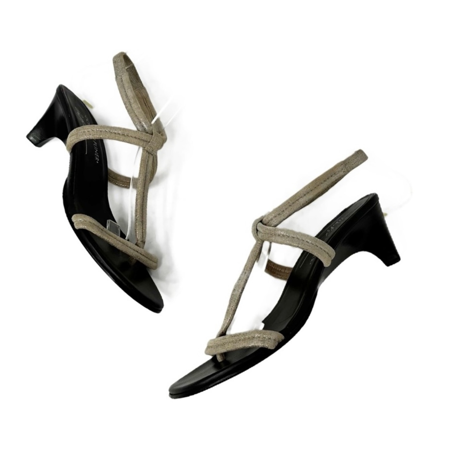Donald J. Pliner Vinod 2.5" Heel Strappy Sandal 6 Metallic Silver Taupe Suede